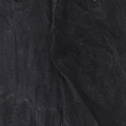 Denim & Co. Womens Grey Cotton Straight Jeans Size 14 L27 in Regular Button