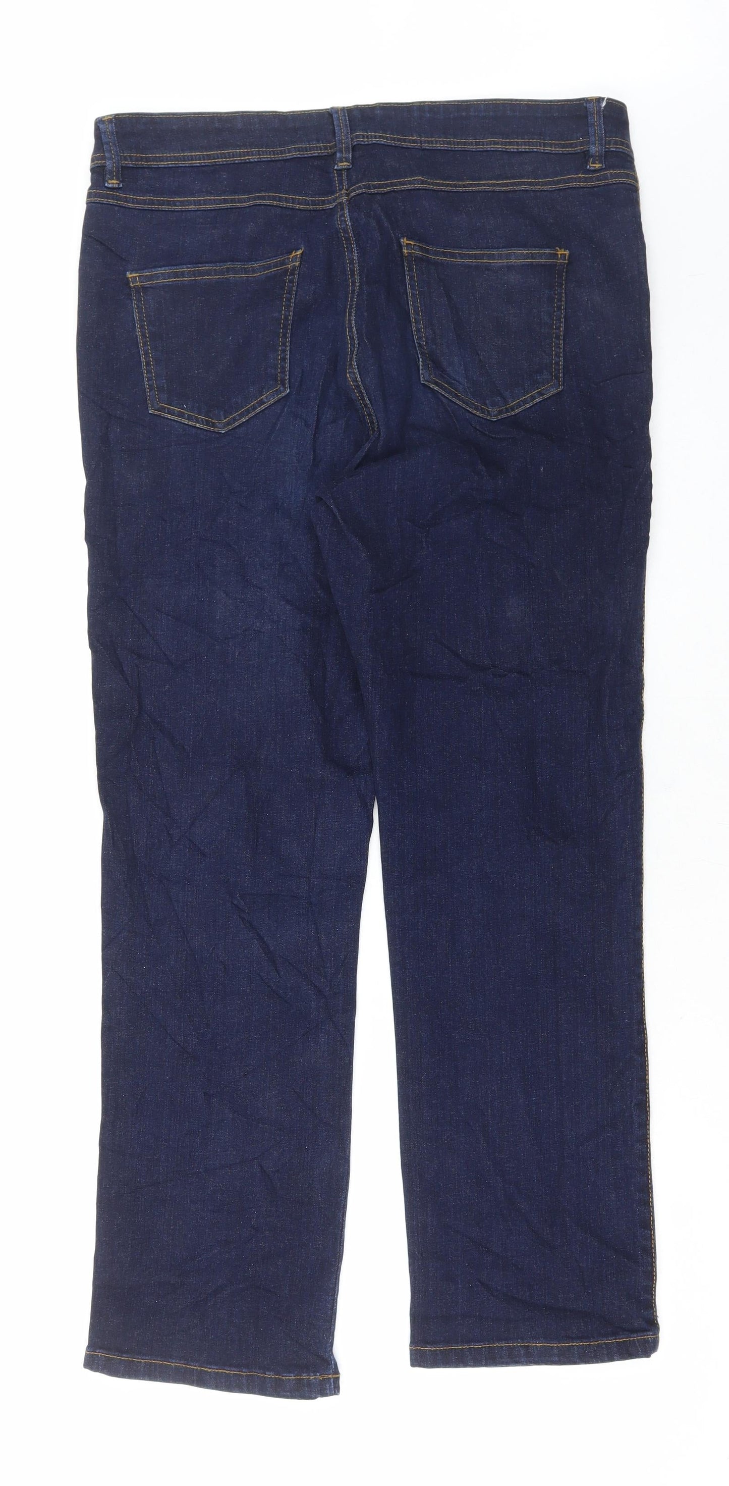 Evans Womens Blue Cotton Straight Jeans Size 36 in L29 in Regular Button