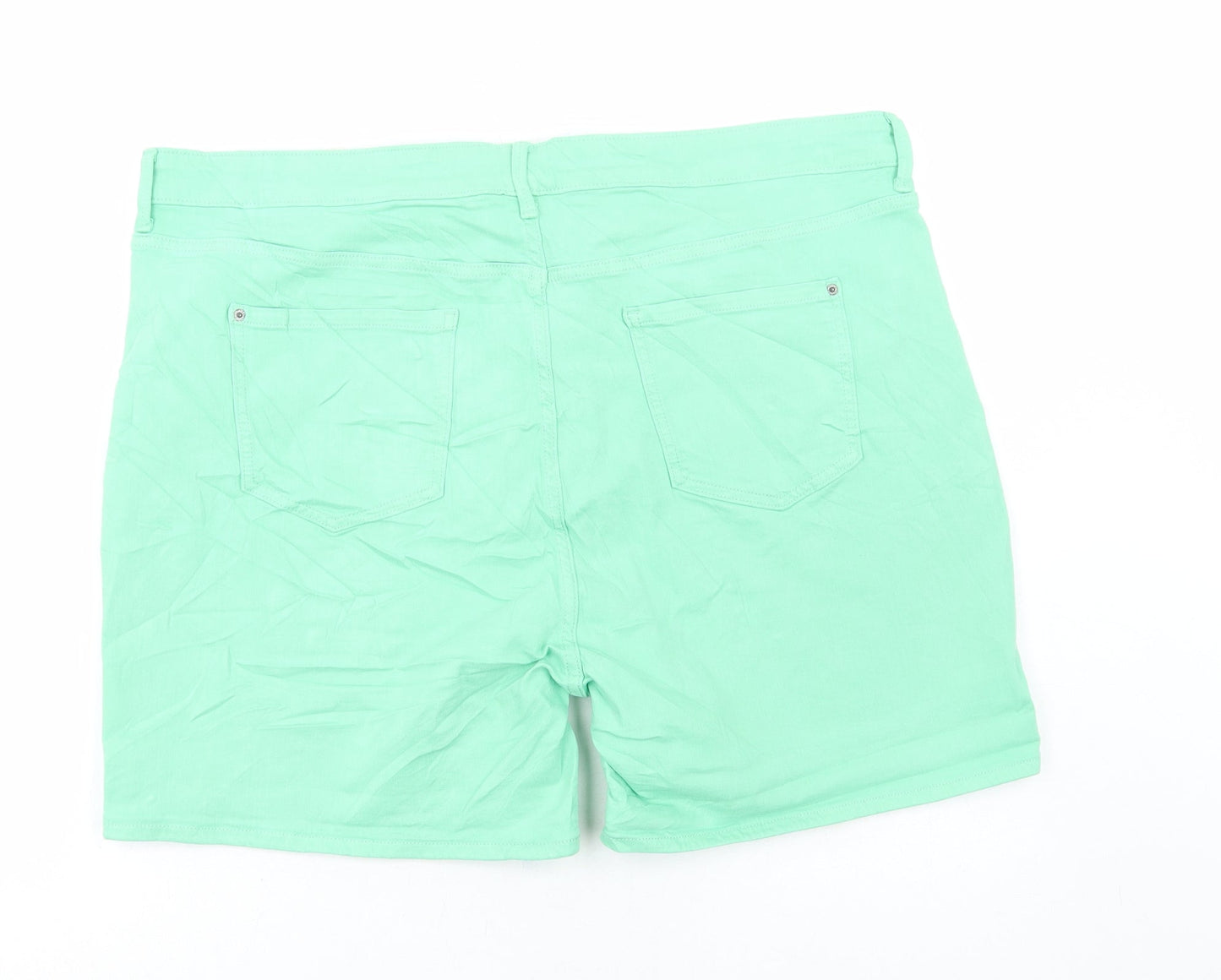 Marks and Spencer Womens Green Cotton Bermuda Shorts Size 22 L6 in Regular Button