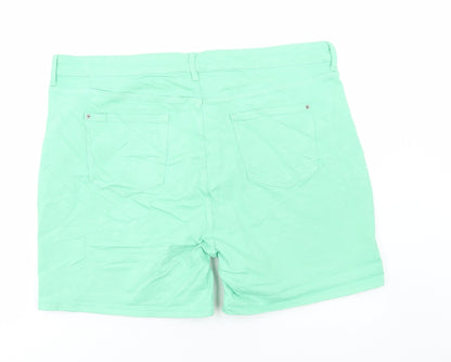Marks and Spencer Womens Green Cotton Bermuda Shorts Size 22 L6 in Regular Button