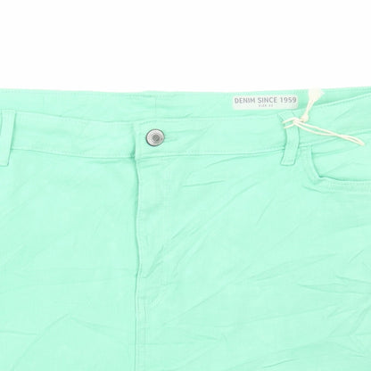 Marks and Spencer Womens Green Cotton Bermuda Shorts Size 22 L6 in Regular Button