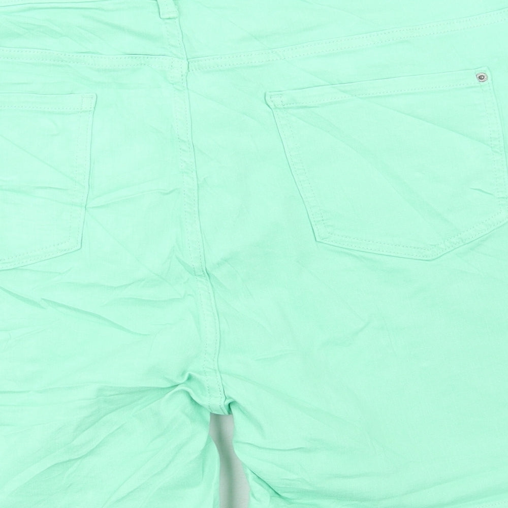 Marks and Spencer Womens Green Cotton Bermuda Shorts Size 22 L6 in Regular Button