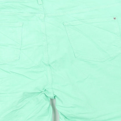 Marks and Spencer Womens Green Cotton Bermuda Shorts Size 22 L6 in Regular Button