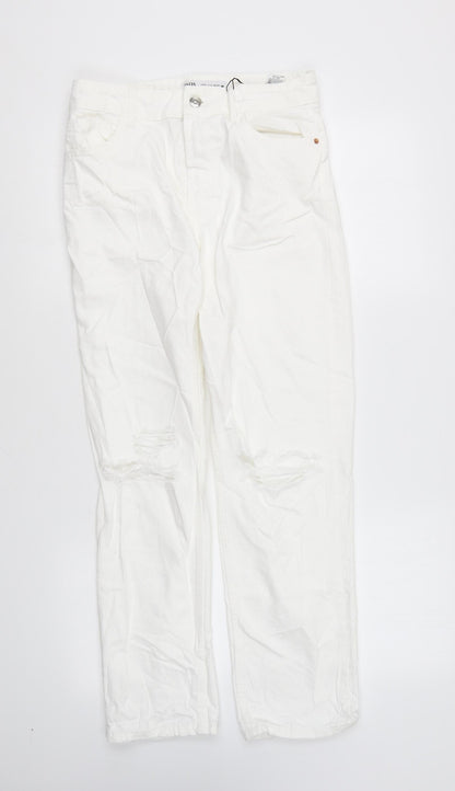 Zara Womens White Cotton Skinny Jeans Size 6 L26 in Regular Button