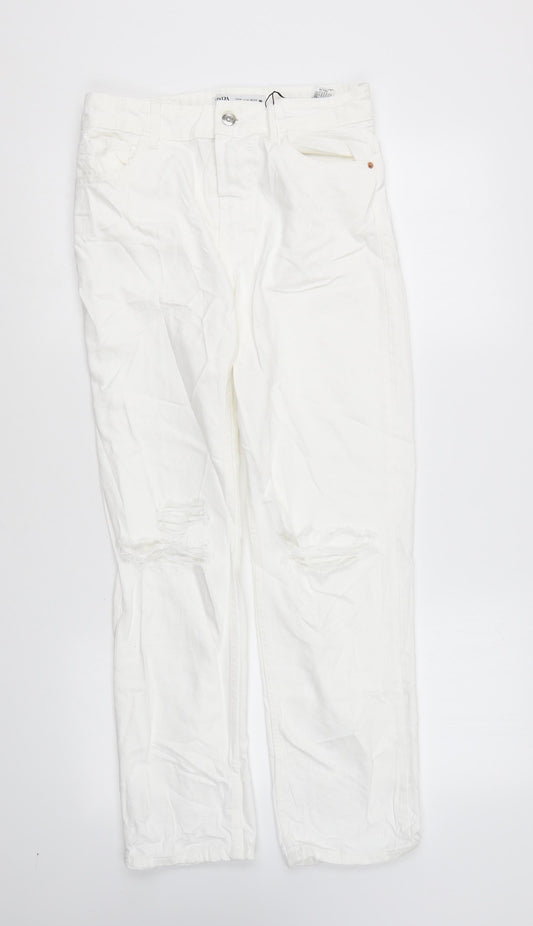 Zara Womens White Cotton Skinny Jeans Size 6 L26 in Regular Button