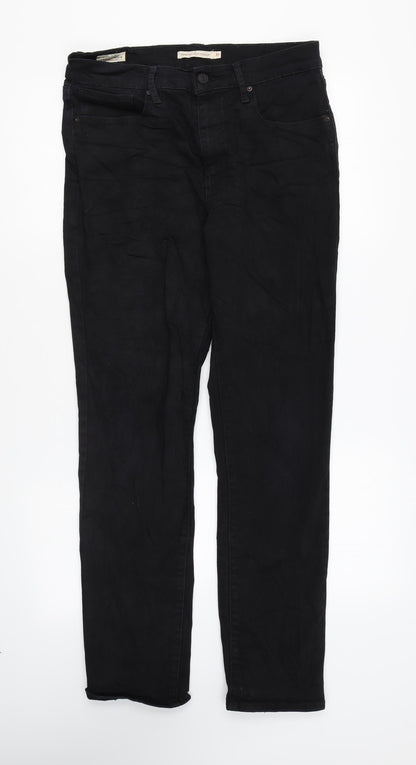 Levi's Womens Black Cotton Straight Jeans Size 31 in L29 in Regular Zip