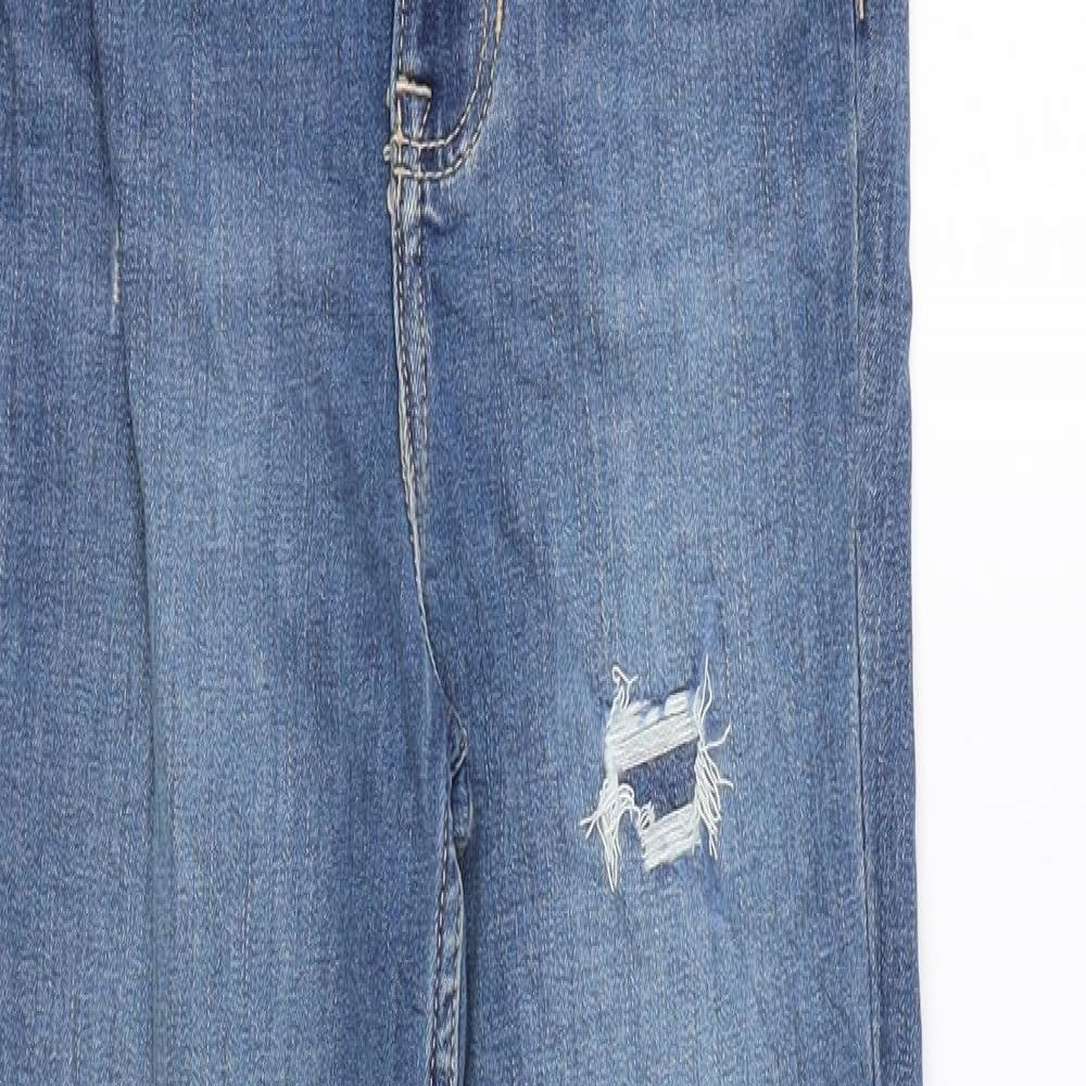 Marks and Spencer Womens Blue Cotton Skinny Jeans Size 6 L28 in Regular Zip