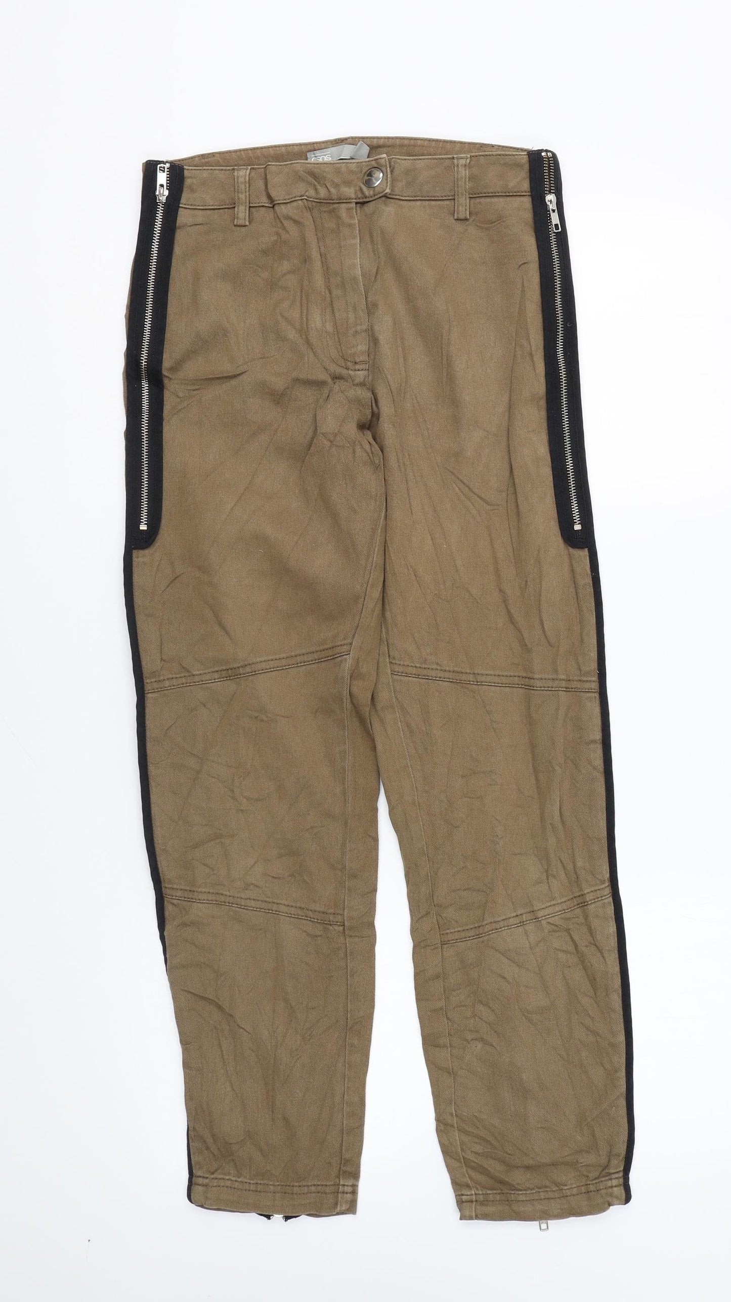 ASOS Womens Brown Cotton Skinny Jeans Size 10 L25 in Regular Zip