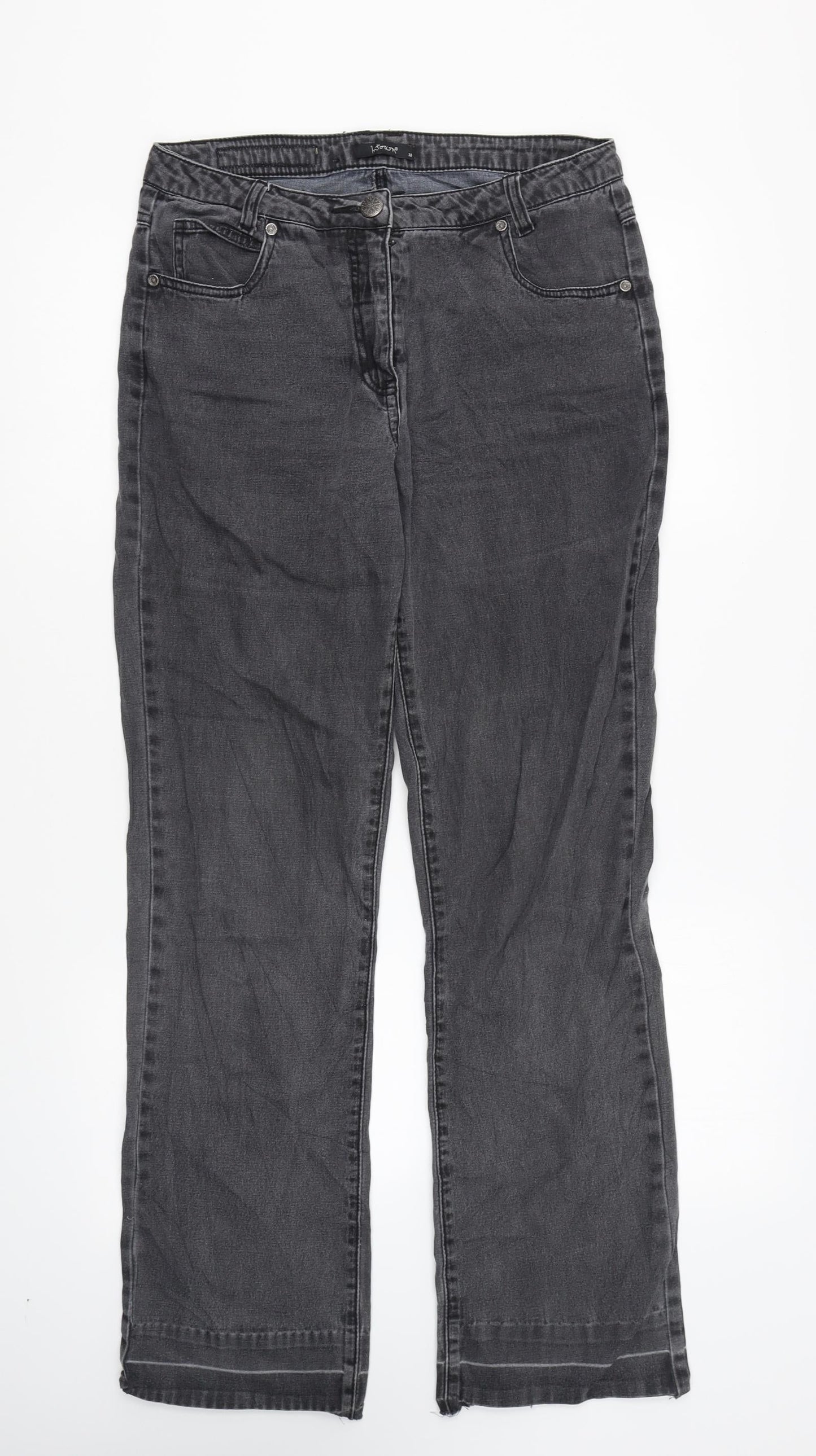 Intown Womens Grey Camel Straight Jeans Size 10 L28 in Regular Zip