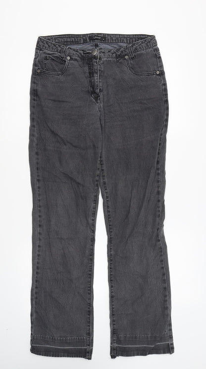 Intown Womens Grey Camel Straight Jeans Size 10 L28 in Regular Zip