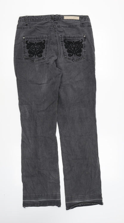 Intown Womens Grey Camel Straight Jeans Size 10 L28 in Regular Zip