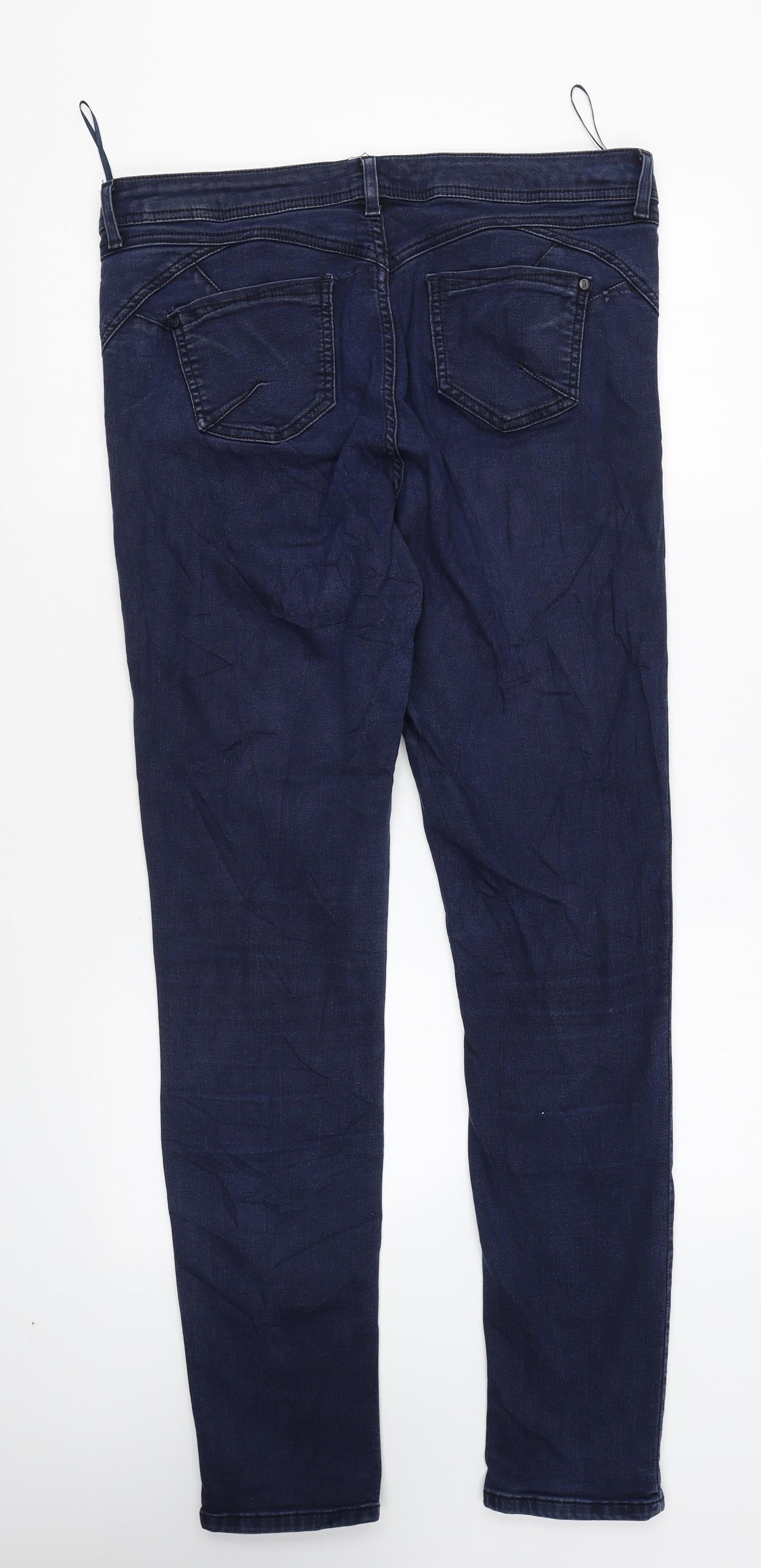 Per Una Womens Blue Cotton Skinny Jeans Size 6 L29 in Regular Zip