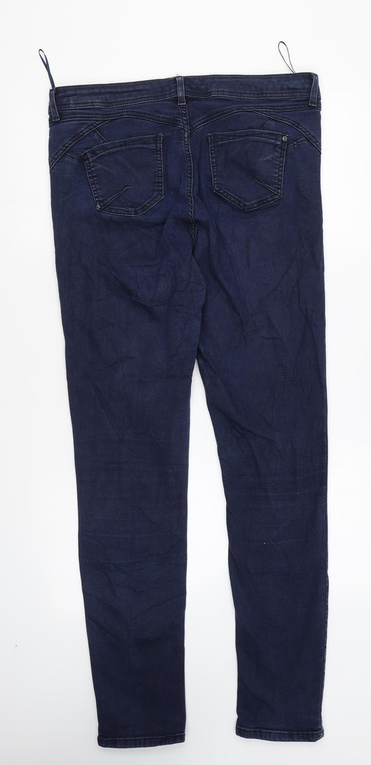 Per Una Womens Blue Cotton Skinny Jeans Size 6 L29 in Regular Zip