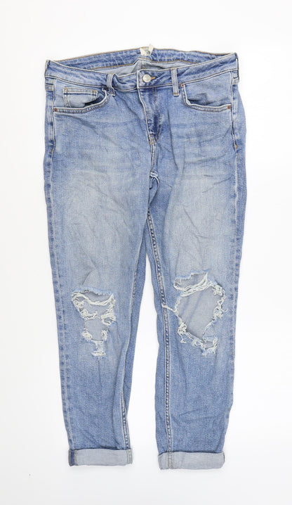 Topshop Womens Blue Cotton Mom Jeans Size 28 in L30 in Regular Zip
