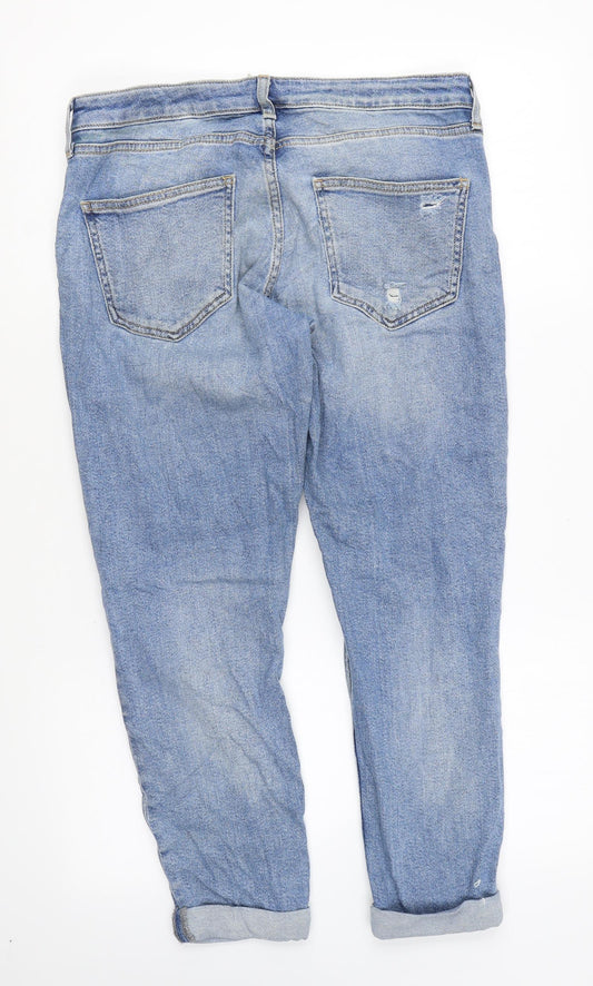 Topshop Womens Blue Cotton Mom Jeans Size 28 in L30 in Regular Zip