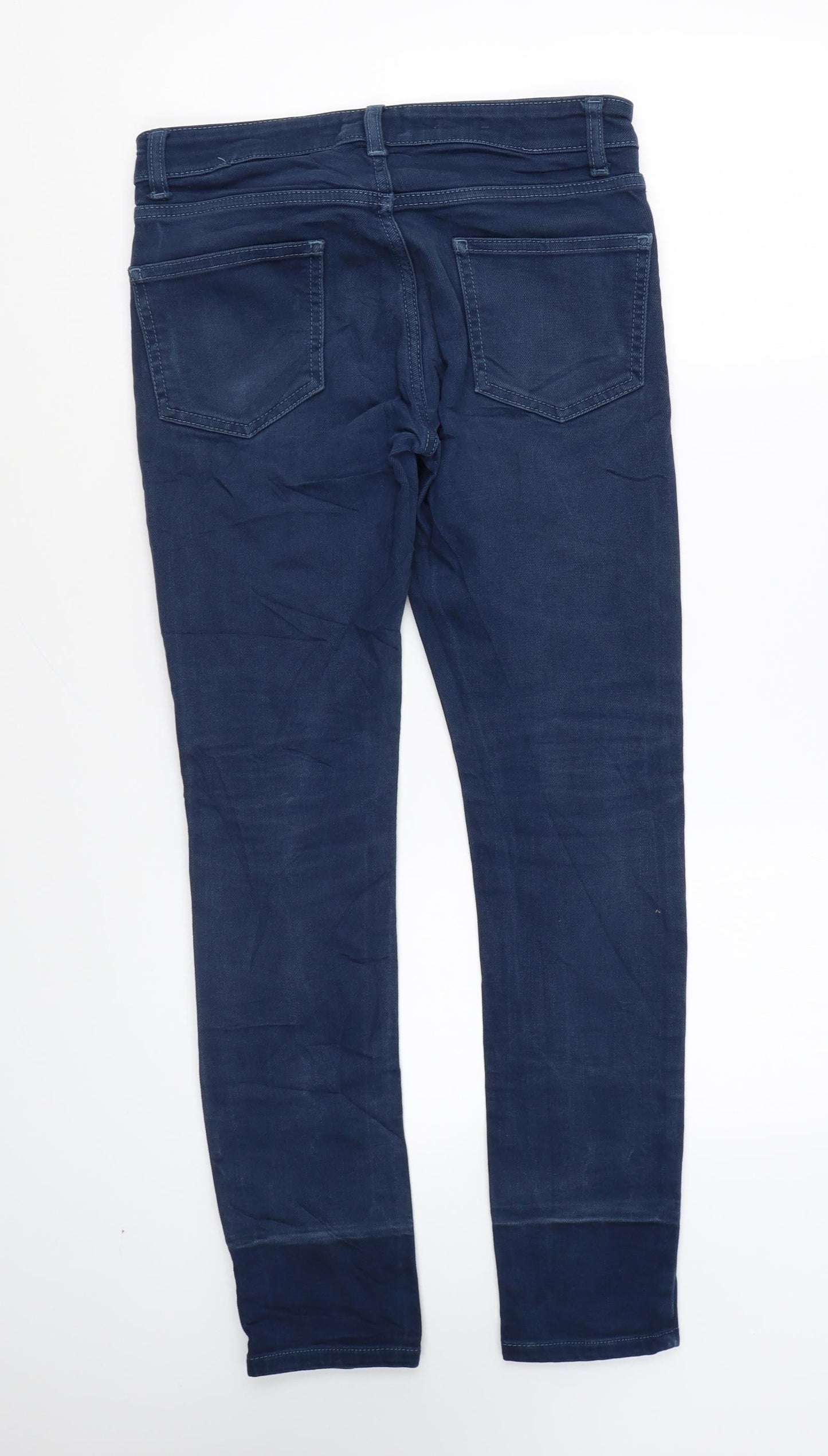 Topman Mens Blue Cotton Skinny Jeans Size 28 in L27 in Regular Zip