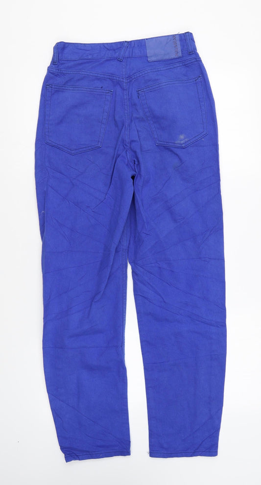 Pull&Bear Womens Blue Cotton Skinny Jeans Size 6 L26 in Regular Zip