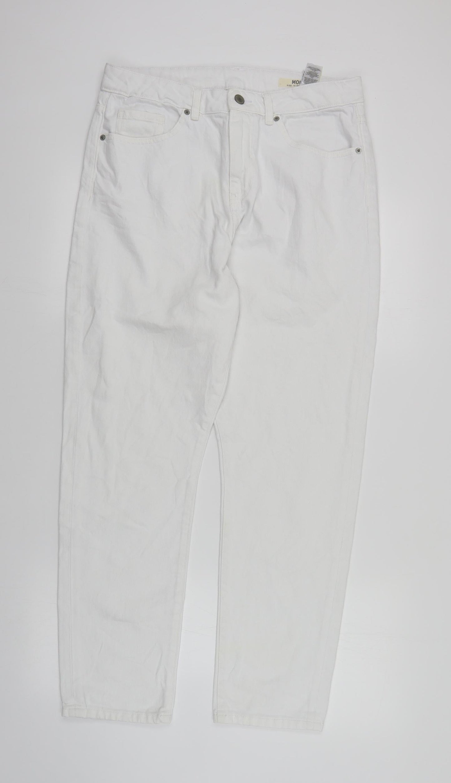 Womens UK Size 14 Marks and Spencer Regular Fit Mom White Jeans