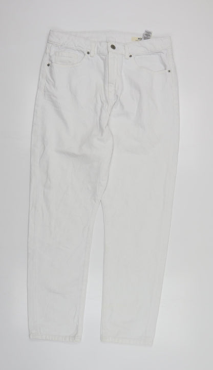 Womens UK Size 14 Marks and Spencer Regular Fit Mom White Jeans