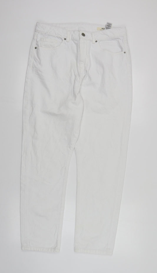 Womens UK Size 14 Marks and Spencer Regular Fit Mom White Jeans