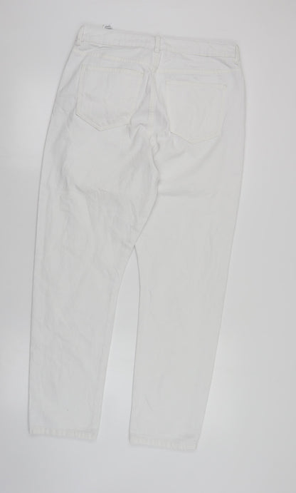 Womens UK Size 14 Marks and Spencer Regular Fit Mom White Jeans