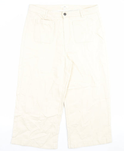 Womens UK Size 18 Marks and Spencer Regular Fit Wide-Leg Ivory Jeans
