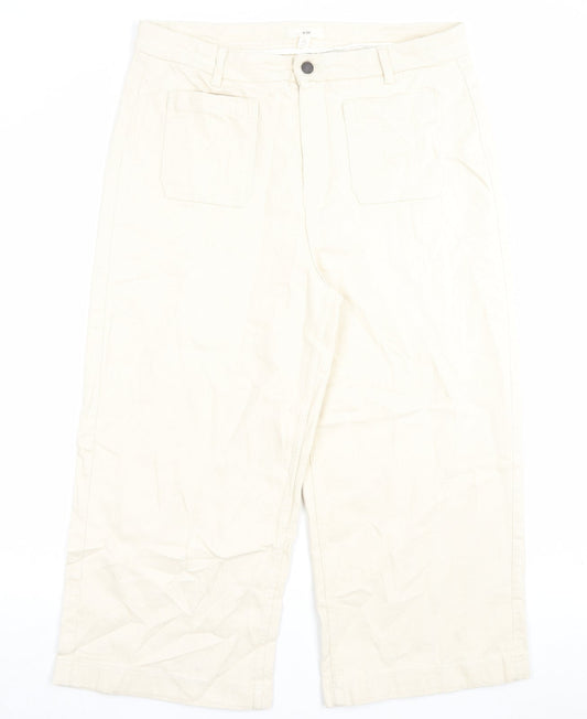 Womens UK Size 18 Marks and Spencer Regular Fit Wide-Leg Ivory Jeans