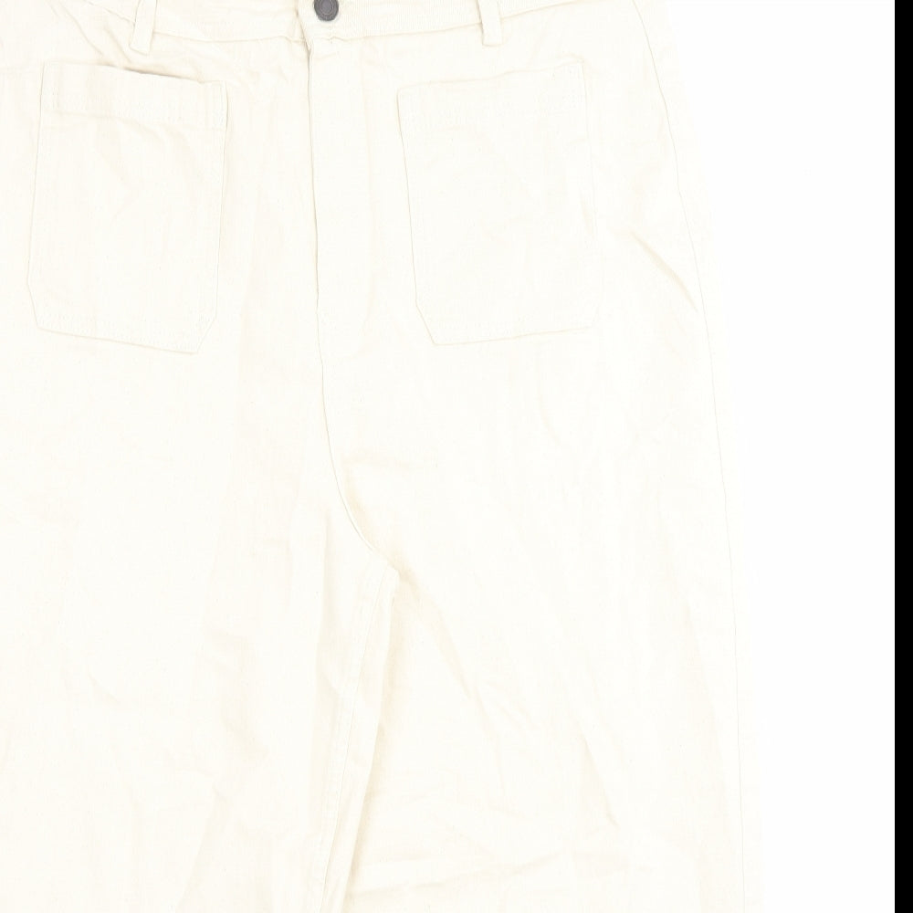 Womens UK Size 18 Marks and Spencer Regular Fit Wide-Leg Ivory Jeans