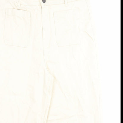 Womens UK Size 18 Marks and Spencer Regular Fit Wide-Leg Ivory Jeans