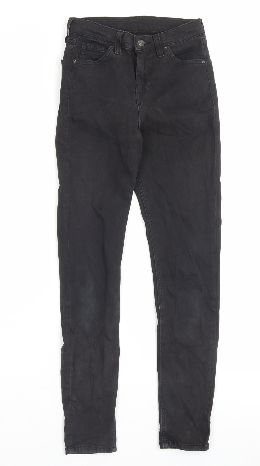 Topshop Womens Black Cotton Skinny Jeans Size 26 in L32 in Regular Button