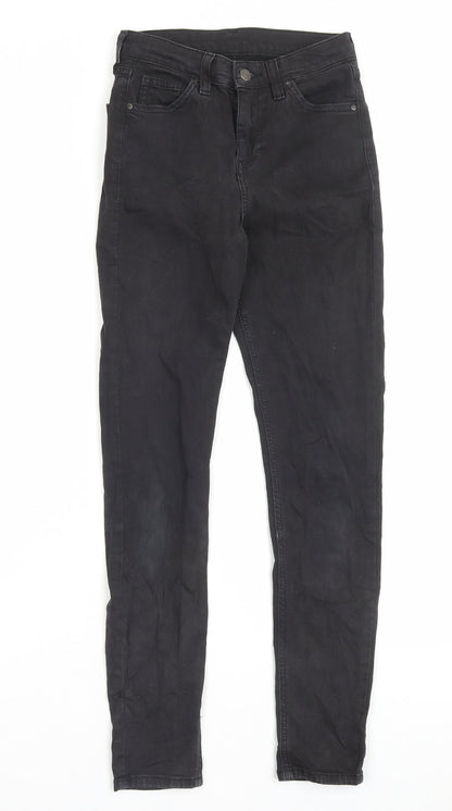 Topshop Womens Black Cotton Skinny Jeans Size 26 in L32 in Regular Button
