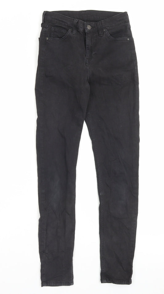 Topshop Womens Black Cotton Skinny Jeans Size 26 in L32 in Regular Button