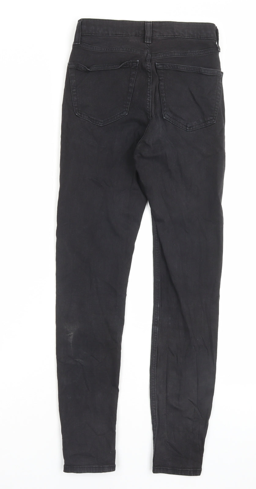 Topshop Womens Black Cotton Skinny Jeans Size 26 in L32 in Regular Button