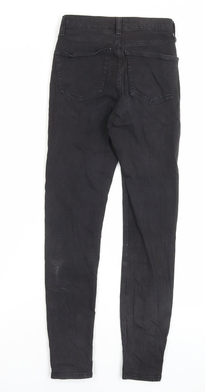 Topshop Womens Black Cotton Skinny Jeans Size 26 in L32 in Regular Button