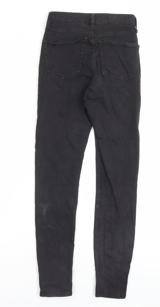 Topshop Womens Black Cotton Skinny Jeans Size 26 in L32 in Regular Button