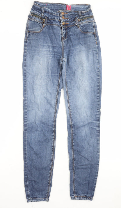 New Look Womens Blue Cotton Skinny Jeans Size 8 L29 in Regular Button