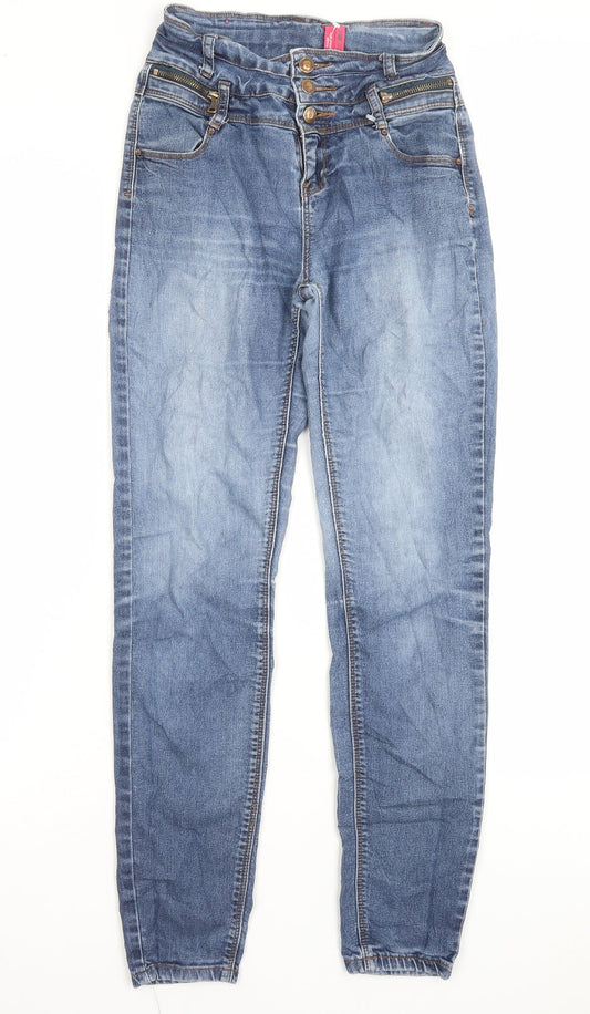 New Look Womens Blue Cotton Skinny Jeans Size 8 L29 in Regular Button