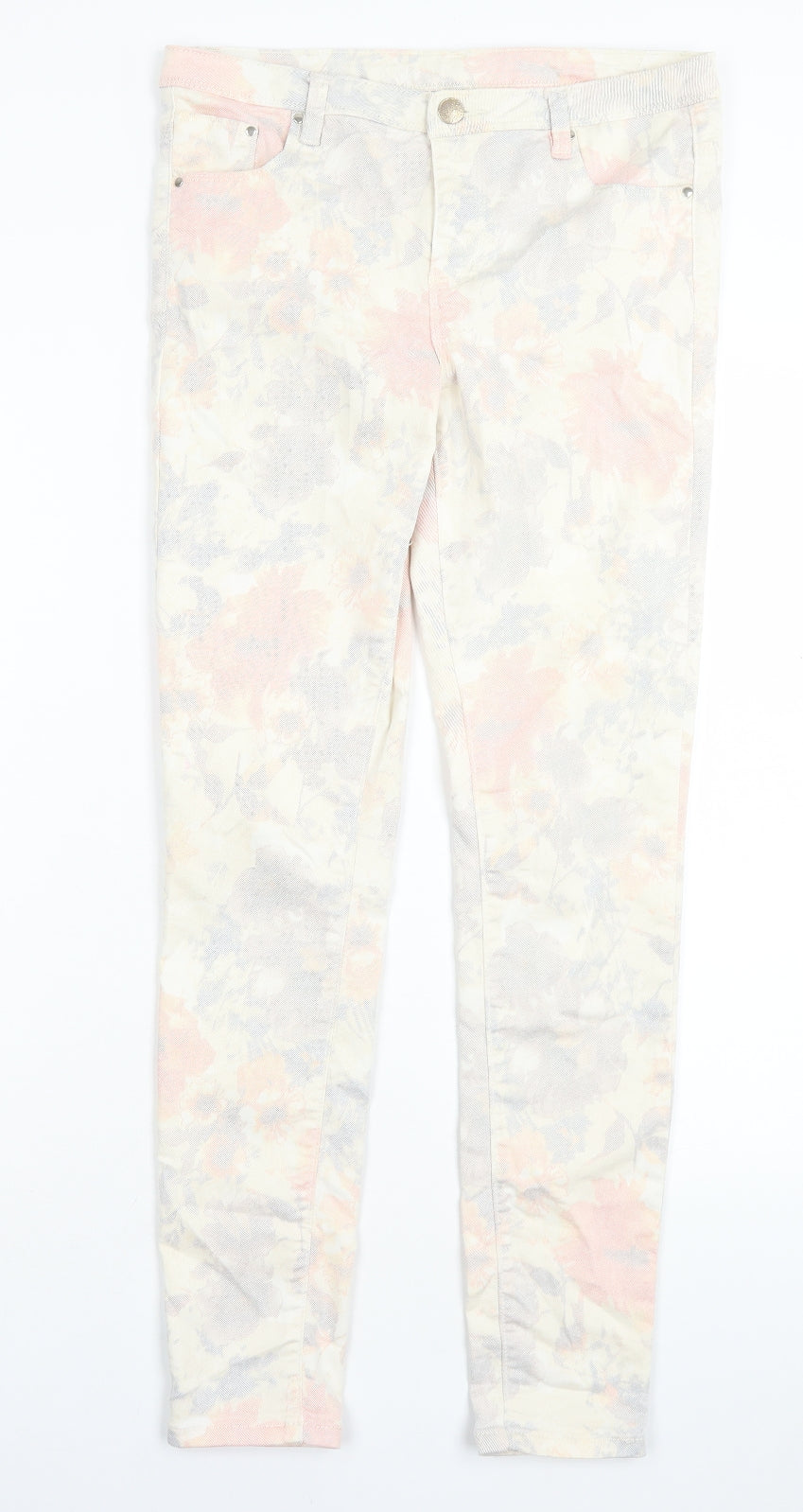 George Womens Multicoloured Floral Coir Skinny Jeans Size 10 L28 in Regular Button