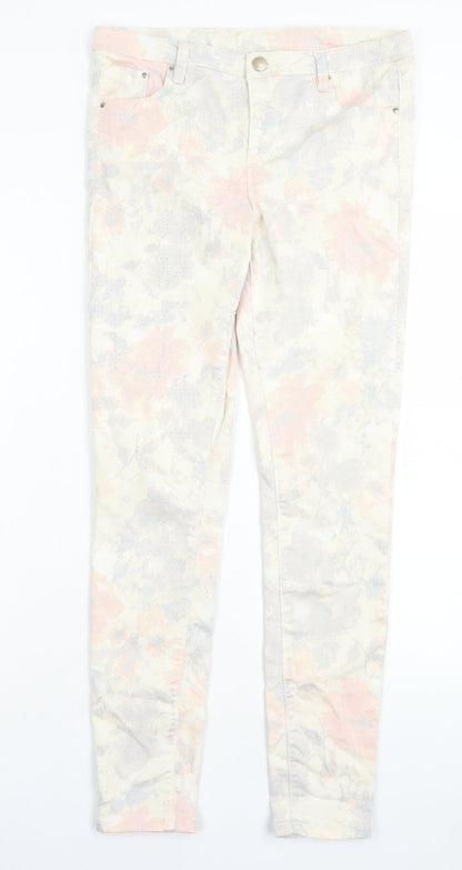 George Womens Multicoloured Floral Coir Skinny Jeans Size 10 L28 in Regular Button