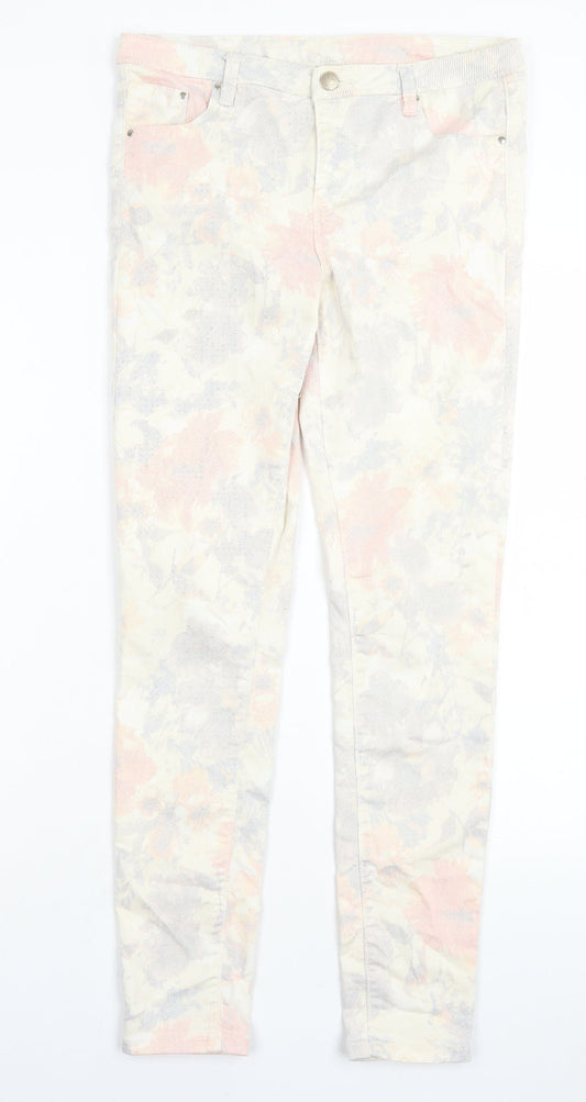 George Womens Multicoloured Floral Coir Skinny Jeans Size 10 L28 in Regular Button