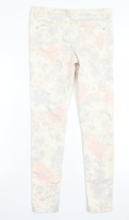 George Womens Multicoloured Floral Coir Skinny Jeans Size 10 L28 in Regular Button