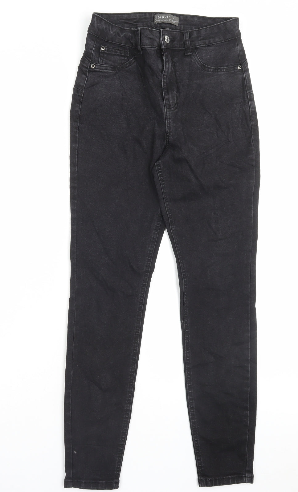 Denim & Co. Womens Black Cotton Skinny Jeans Size 10 L28 in Regular Button