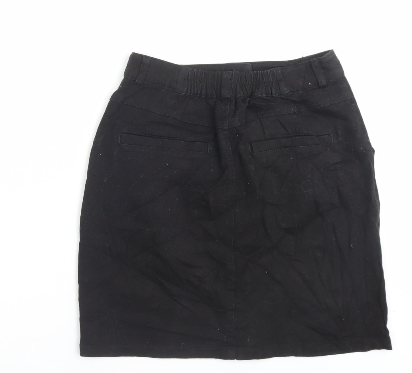 Ingni Womens Black Cotton A-Line Skirt Size M Button