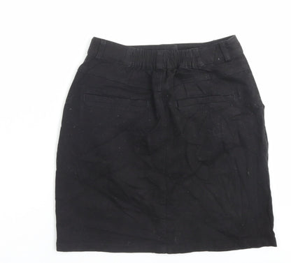 Ingni Womens Black Cotton A-Line Skirt Size M Button
