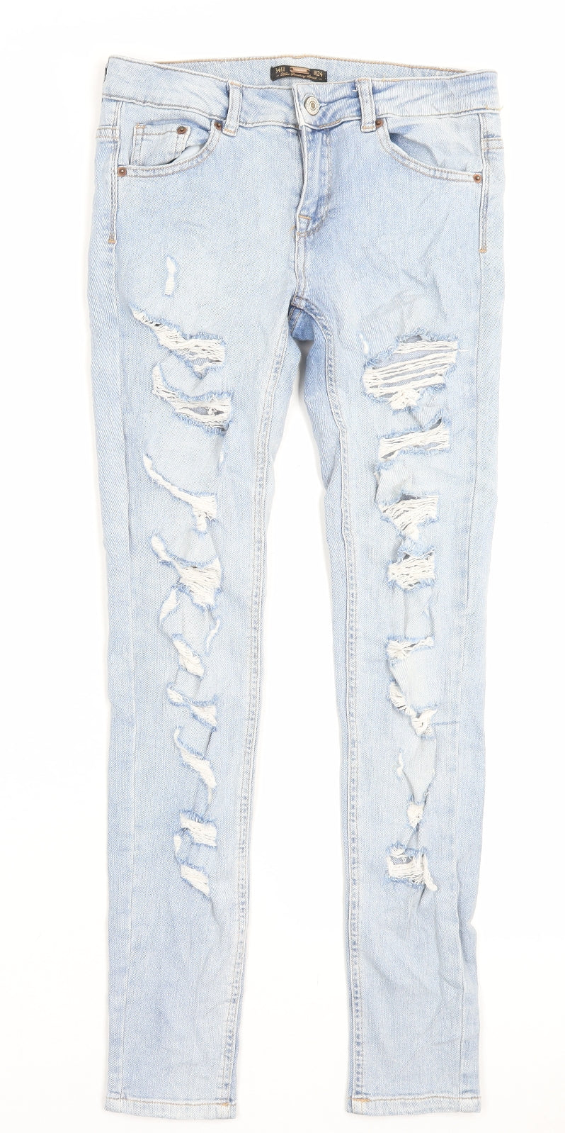 Pull&Bear Womens Blue Cotton Skinny Jeans Size 6 L29 in Regular Button