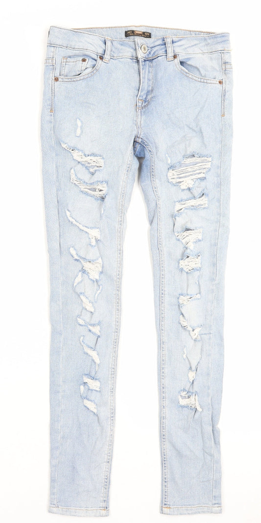 Pull&Bear Womens Blue Cotton Skinny Jeans Size 6 L29 in Regular Button