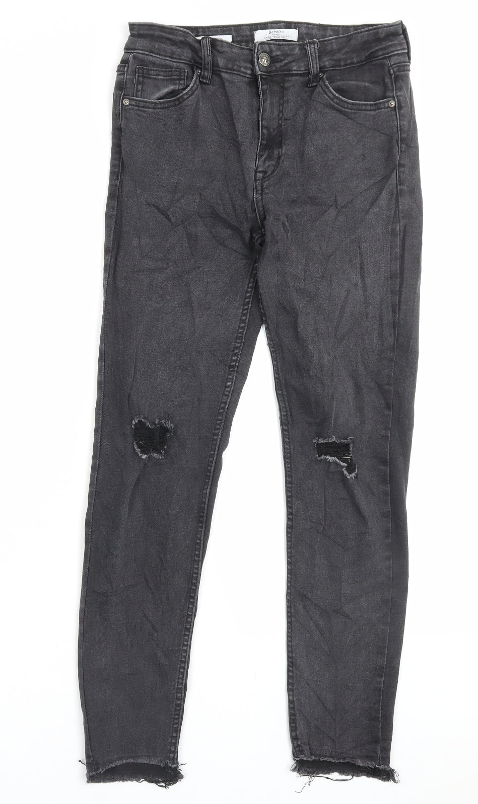 Bershka Womens Black Cotton Skinny Jeans Size 10 L27 in Regular Button