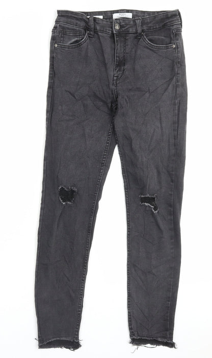 Bershka Womens Black Cotton Skinny Jeans Size 10 L27 in Regular Button