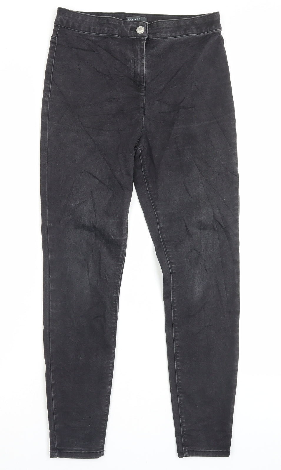 Womens UK Size 12 Papaya Regular Fit Skinny Grey Jeans