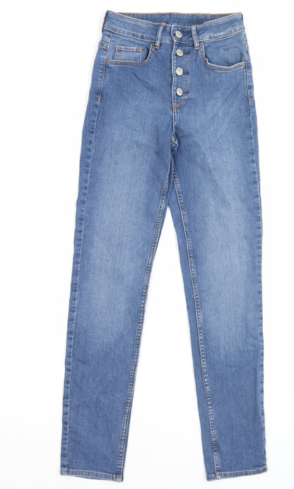 H&M Womens Blue Cotton Skinny Jeans Size 25 in L28 in Regular Button